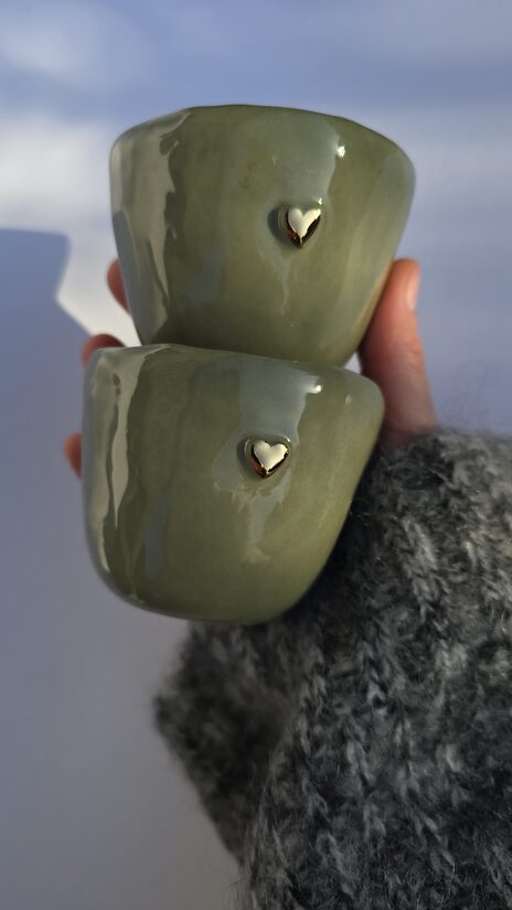 divas krūzītes... mīlu Tevi & kakao... zaļas